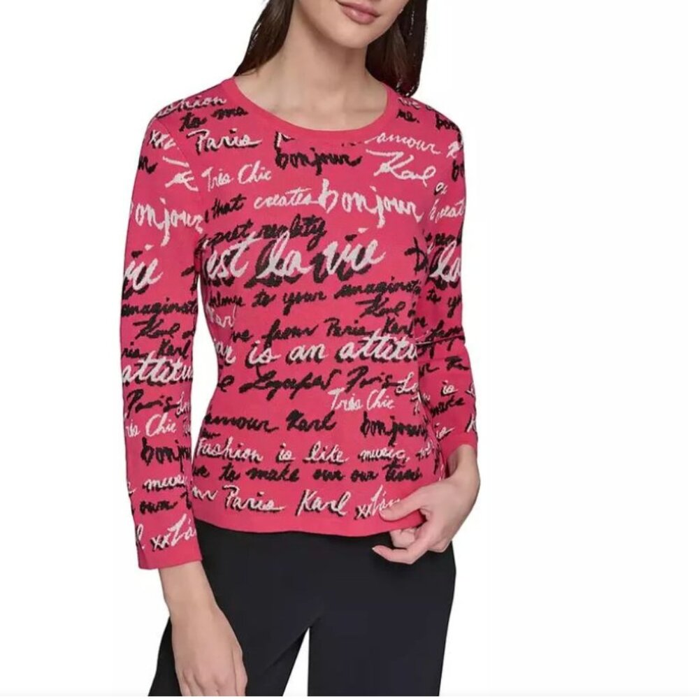 Karl Lagerfeld Pink Script Sweatshirt